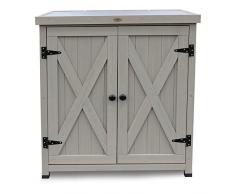HABAU 3093 Laura - Armadio da Giardino con Tavolo per Piante Integrato, Colore: Grigio, 80 x 45 x 92 cm