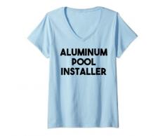 Donna Installatore di alluminio della piscina Maglietta con Collo a V