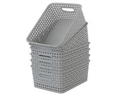 Cadine Cesto Portaoggetti In Rattan Grigio Ceste, Confezione Da 6 Pezzi Cestino Di Plastica
