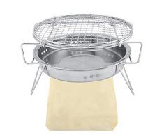 Garosa Mini Barbecue a carbonella Mini Charcoal BBQ Grill in Acciaio Inox Pieghevole Portatile Rotonda Barbecue Stufa per Cucinare allaperto Camping Escursionismo Picnics