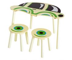 homcom Set Tavolino con 2 Sedie per Bambini a Forma di Auto Legno