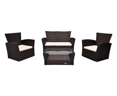 SAMIRA Salotto da Giardino in Rattan, Set di divani da Esterno in polyrattan MOD. Aurora Marrone