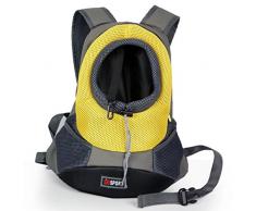 Yihya Portatile Pet Carrier Bag Sacchetto di Spalle Mesh Bag Piccoli Cane Cani Gatti Puppy All'aperto Viaggiare Borsa Backpack per Pet testa Out - Giallo / Size M: 40*35*17