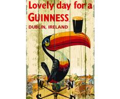 Guinness Nostalgie Cartolina Toucan su segnavento con pinta.