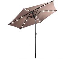 RELAX4LIFE Ombrellone da Giardino con Luci LED, Ombrellone per Protezione Solare UV e Pioggia, Ombrello Inclinabile, Ombrellone da Terrazza, Balcone, Spiaggia, Diametro 270 cm (marrone)