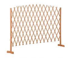Outsunny Recinzione da Giardino Estensibile in Legno 150cm, Staccionata a Traliccio Grigliato Autoportante per Esterni, Arancione