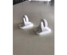 Ganci per tenda da sole a caduta - Attacchi a pavimento - attacchi a ringhiera. 1 coppia (1cp (2 ganci) bianco)