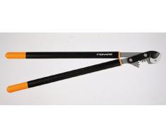 Fiskars Troncarami a incudine per legno secco e duro, Sistema a cremagliera PowerGear, Diametro di taglio: 5 cm, Lame in acciaio temprato con rivestimento antiaderente, Lunghezza: 64 cm, Nero/Arancione, L93, 1001550