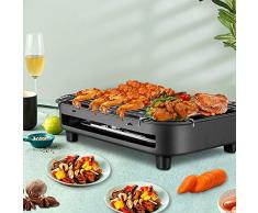 Kacsoo Barbecue Elettrico BBQ Grill 220V 1300W Barbecue elettrico per giardino o balcone con telaio coibentato e coppa olio raccogli calore, Nero,15.35 * 9.49 Inch