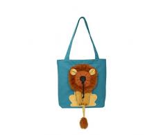 Borsa a tracolla in tela for animali domestici, borsa a tracolla in tela for animali domestici a forma di leone, trasportino portatile for cani di piccola taglia e gatti ( Color : Blue , Size : L )