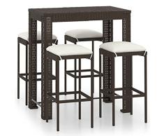 Tidyard Set da Bar da Giardino Esterno 3/5 pz in Polyrattan,Set Tavolo e Sedie da Bar Alti da Giardino in Rattan,Set Tavolo Quadrato e 2/4 Sgabelli da Bar in Rattan per Esterno