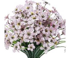 6 pezzi Fiori Viola Artificiali Finti Piante Artificiale Arbusti Ramo Resistente ai Raggi UV Balcone per Giardino Decorazioni Esterna Della Scatola di Del Cortile Della Finestra (bianca)