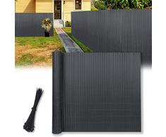 Froadp 160x500cm Parasole in PVC Imitazione di bambù Parabrezza Paravento Recinzione Frangivista Decorativa Schermi Divisori e Protettivi per Giardino Terrazza Esterna Balcon(Antracite)