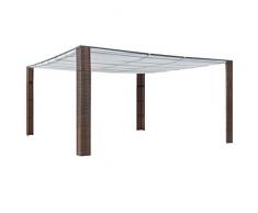 Festnight Gazebo Pergola con Tetto in Tessuto Crema e Telaio Rivestimeno in Polyrattan Marrone 3x3x3 m/4x4x2 m