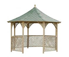 Jagram Mio-Giardino Chopin - Gazebo Padiglione Ottagonale in Legno con Copertura in tegole bituminose