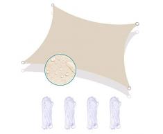 Bluecool Vela Ombreggiante Tenda 4X8m Tenda da Sole per Esterno Anti-UV Impermeabile Resistente a Strappi Protezione Solare Facile da Installare per Patio Piscine Giardino, Beige-Bianco