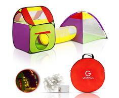 GRINADA® Tenda Per Bambini Cameretta Gioco Bambina Capanna Per Bambini Bambino Bimba Bambine Tenda Gioco Bambini Grande Interni Ed Esterni Giochi Casetta (CON LUCI A LED)
