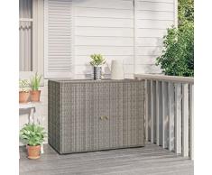 Homgoday Mobile Portaoggetti da Giardino Grigio 100x55,5x80cm Polyrattan, Armadietto Armadio Ripostio, Ripiani Per Armadio Armadietto Interno, Mobili da Giardino,Portascope per Bagno Interno Casa