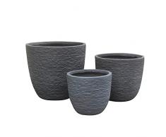 Set Di 3 Vasi Grigio Scuro Per Esterno Giardino, Portico, Ristorante, Gelateria Bar Hotel Albergo Piscina