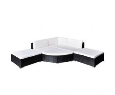 vidaXL Divani da Giardino Set 16 pz Polyrattan Nero con Cuscini Sofa Esterni
