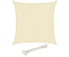 WOLTU Vela ombreggiante 2x2m in HDPE 180 g/m² Traspirante Tenda a Vela Parasole Quadrato Protezione Solare Respirante Anti UV Giardino Esterni Beige