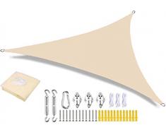 WYYL Tenda a Vela Triangolare, Traspirante Antivento Impermeabile Protezione 98% Solare Anti UV, Vela Ombreggiante, per Giardino Esterni Terrazza Campeggio- Light Beige|| 3x4x5m