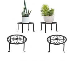 LYTIVAGEN 2 supporti per piante in metallo rotondo in ferro battuto, supporto per vasi da fiori per casa in vaso, antiruggine da giardino, vaso da fiori per decorazioni da balcone (nero)