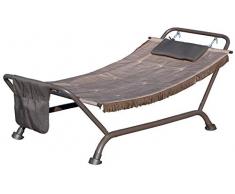 SF SAVINO FILIPPO Lettino Amaca con Cuscino Supporto Base in Acciaio antiruggine Tela in PVC Marrone Resistente Portata 120 kg da Giardino Piscina Campeggio Mare Prendisole