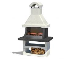 Barbecue Tradizionale in Cemento di Grandi Dimensioni con Cappa e parafiamma in Acciaio Inox - Salamanca