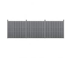 neu.holz Steccato per Giardino Staccionata Recinzione Pannello WPC Legno Composito Set di 3 Pezzi 11 Doghe 185 x 562 cm Grigio