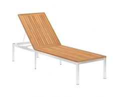 APCSA Mobili - Lettino da sole in legno massello di teak e acciaio inossidabile-Mobili da esterno