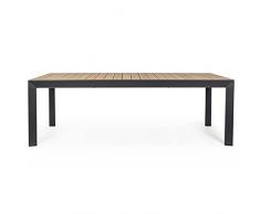 Tavolo da Esterno Allungabile Pranzo Giardino Doghe in Legno Alluminio Belmar (220-340 cm)