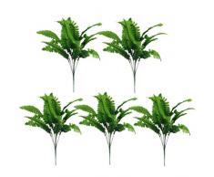 EXCEART 5Pcs Finte Felci Simulazione Sempreverde Artificiale Boston Felce Cespuglio Finto Verde Resistente agli UV Arbusti Bouquet Giardino Decorazione Primavera (Verde)