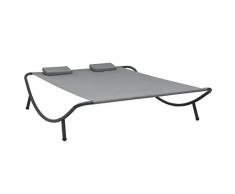 Tidyard Lettino Prendisole Matrimoniale in Tessuto Crema/Antracite,Lettino Prendisole Doppio,Lettino da Sole Matrimoniale Tessuto,Lettino da Sole Doppio 200 x 173 x 45 cm