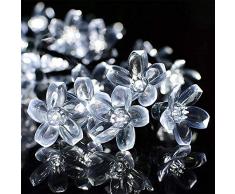 eaaerr Catena Luminosa Esterno Solare, 7M 50 LED Luci a stringa solare di fiori di ciliegio allaperto, 8 Modalità Luci Solari da Esterno per Giardino, Patio, Terrazza, Gazebo(bianco freddo)