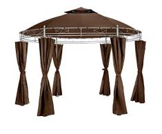 tectake 800723 Gazebo da Giardino di Lusso, Teli Laterali Padiglione Rotondo Ø 350 cm, Party Eventi, Idrorepellente e Resistente ai Raggi UV (Marrone)