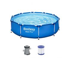 Bestway Acciaio PRO Piscina - Modello 56679 - Ø305 x 76 cm - 4678l - con Pompa del Filtro - Una Cartuccia