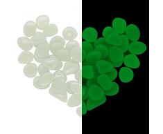 HMIEPRS 300Pezzi Pietre Luminose, Ciottoli Luminosi, Ciottoli Fosforescenti in Resina, Ciottoli Brillanti, Pietre Luminosa Decorativa per Giardino Acquario Sentieri Vaso di Fiori (Bianco, 2-3cm)