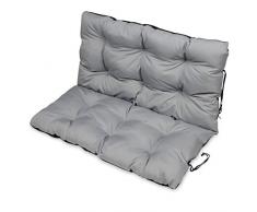 SuperKissen24. Cuscino Lungo per Panchina da Giardino 100x50 cm con Schienale 100x60 cm Resistente e Comodo per Panca da Esterno ed Interno - Grigio