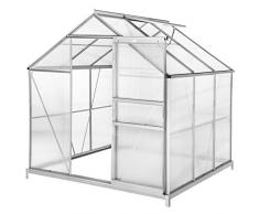 TecTake Serra da giardino in alluminio e policarbonato per piante orto casetta esterno 5,85 m³ - modelli differenti - (190x185x195 cm con base | no. 402472)