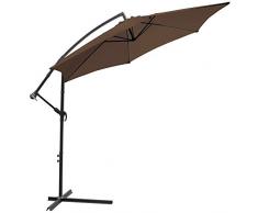 MIADOMODO Ombrellone Decentrato - Diametro 3 m, Inclinabile, Protezione UV 30+, Chiusura a Manovella, Colore a Scelta - Ombrellone da Giardino a Braccio, da Spiaggia, Terrazzo, Balcone (Marrone)