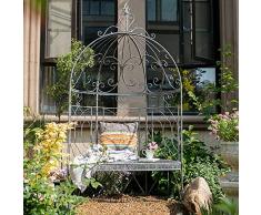 YICOL Panchina Ad Arco da Giardino, Arco per Pergole di Rose per Piante Rampicanti, Pergolato Esterno, Archi da Giardino in Metallo, Bianco Antico, Ferro Battuto