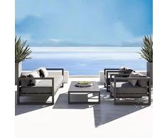 RNQZ Set di mobili da giardino per divano in alluminio Tavolino da caffè per esterni per interni - Set da giardino, tessuto impermeabile, per uso esterno, cortile, prato, patio