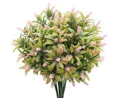 KSTEU Piante Di Lavanda Artificiale 4 Pezzi , Fiori Artificiali 30 Cm Foglie Artificiali Cespugli Finti Bouquet
