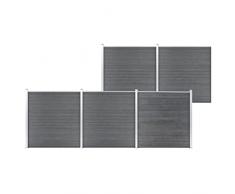 Tidyard Pannello di Recinzione,da Giardino,per Esterno,in WPC,Grigio,e Alluminio,872x186 cm,Recinzione da Giardino,Recinzione da Esterno,Pannello a Parete,Pannello Divisore Esterno