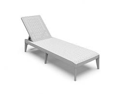 Toomax Lettino prendi sole reclinabile Numana, con finitura effetto rattan e schienale regolabile, anti-UV, Art. 950, dim. cm 60x186x29h (Bianco)