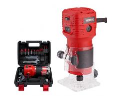 Rifilatore Fresatrice Verticale 650W 15000-32000 RPM con custodia TEENO,6 Velocità Variabili,Legno Rifilatrice Elettrica Con 12 pezzi 1/4 Fresatura Cuter e Mandrino 6.35mm