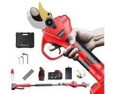 Forbici Potatura Elettriche Professionale da 50mm, Cesoie Elettriche per Rami Alti con Asta di Prolunga, Forbici Elettriche A Batteria con 2 Litio Batteria per Giardinaggio Piante in Vaso