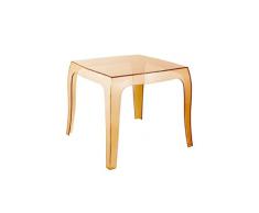 CLP Tavolino Modernoa Salotto in Polipropilene Queen I Tavolino da Appoggio Quadrato Esterno I Tavolino Soggiorno Giardino, Colore:Ambra