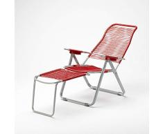 Sdraio da giardino in acciaio con corde in plastica, Poltrona cordonata (rosso)